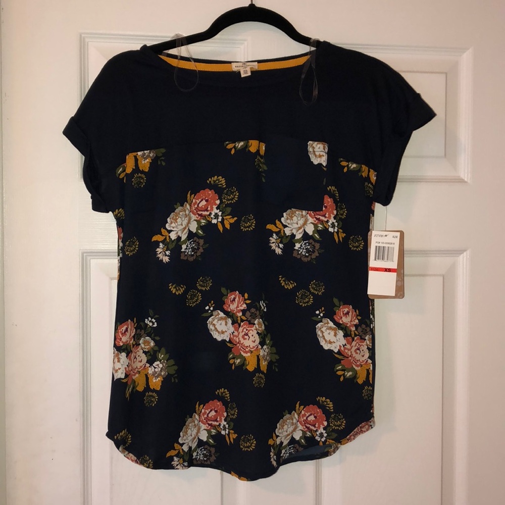 Navy blue Floral top